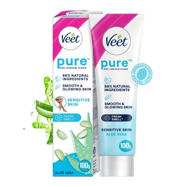 Veet Pure Hair Removal Cream for Women For Sensitive Skin - 100g | Suitable for Legs, Underarms, Bikini Line, Arms